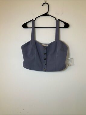Bishop + Young Blue Cropped Bustier Tank Top NWOT Large